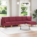 vidaXL Canapé modulaire avec rangement 5 Pièces Bordeaux Tissu