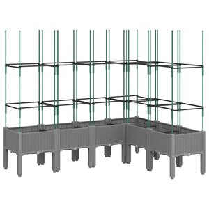 vidaXL Jardinière avec treillis gris clair 160x120x142 5 cm PP