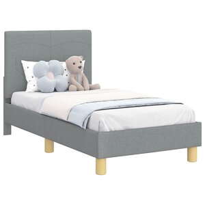 vidaXL Cadre de lit pour tout-petit avec tête de lit Gris clair tissu