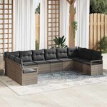 vidaXL Ensemble de canapé de jardin 10 Pièces Gris Poly rotin
