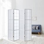 Paravent bois 4 pans blanc
