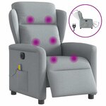 vidaXL Fauteuil de massage inclinable électrique gris clair tissu