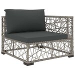 vidaXL Salon de jardin 10 Pièces avec coussins Résine tressée Gris