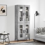 vidaXL Buffet haut Gris béton 69 5x34x180 cm Bois d'ingénierie