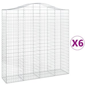 vidaXL Paniers à gabions arqués 6 Pièces 200x50x200/220 cm Fer galvanisé