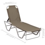 vidaXL Chaise longue aluminium et textilène taupe