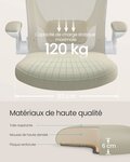 Fauteuil de bureau avec accoudoir rabattable chaise de bureau en toile siège pivotant à 360° support lombaire réglable gain de place beige 12_0005867