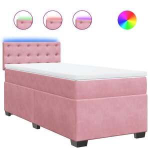 vidaXL Sommier à lattes de lit avec matelas Rose 90x200 cm Velours