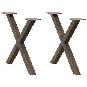 vidaXL Pieds de table basse en forme de X  2 pièces  acier naturel  60 x (42-43) cm