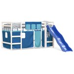 vidaXL Lit mezzanine enfants avec rideaux sans matelas bleu 90x190 cm