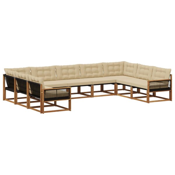 vidaXL Ensemble de canapés d'extérieur 9 pc Naturel et Beige
