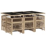 vidaXL Ensemble à manger de jardin et coussins 11 Pièces mélange beige
