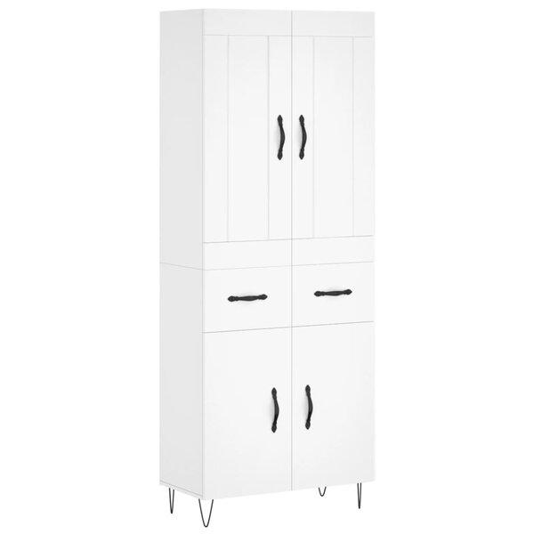 vidaXL Buffet haut Blanc 69 5x34x180 cm Bois d'ingénierie