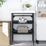 vidaXL Cadre de lavabo de salle de bain Noir 59x38x83 cm Fer