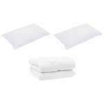 vidaXL Duvet d'hiver avec oreiller 3 Pièces Blanc 200 x 200 cm Microfibre