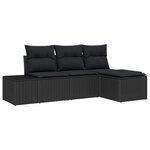 vidaXL Ensemble de canapé de jardin avec coussin 4 Pièces Noir
