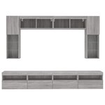 vidaXL Ensemble de meubles TV muraux 8 Pièces et lumières LED sonoma gris