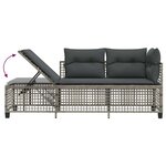 vidaXL Salon de jardin d'angle avec coussins 3 Pièces gris résine tressée