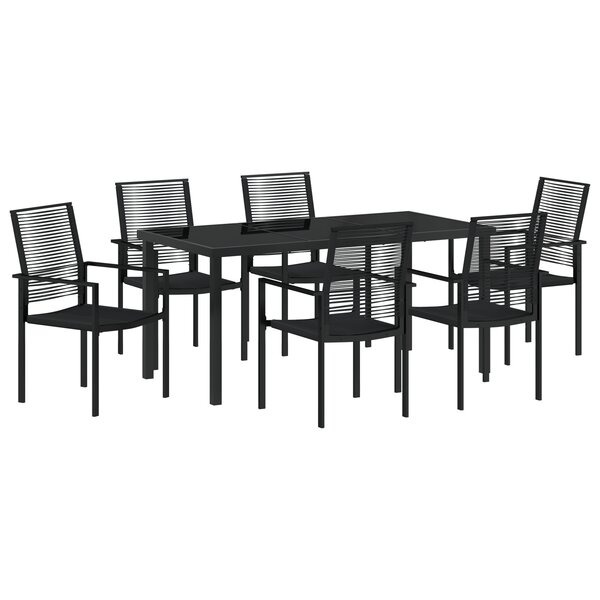 vidaXL Ensemble de salle à manger jardin 7 pièces Noir PVC Rotin