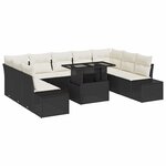 vidaXL Ensemble de canapé de jardin avec coussin 10 Pièces Noir et crème