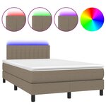 vidaXL Sommier à lattes de lit matelas et LED taupe 120x190 cm tissu