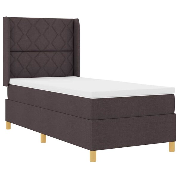 vidaXL Lit à ressorts avec matelas marron foncé  100x200 cm  tissu.