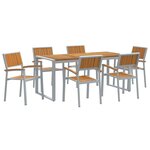 vidaXL Ensemble de salle à manger pour jardin 7 Pièces Gris et marron