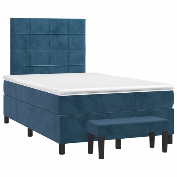 vidaXL Sommier à lattes de lit et matelas bleu foncé 120x190cm velours