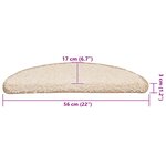 vidaXL Tapis d'escalier 20 pièces 56 x 17 x 3 cm Crème Demi-rond