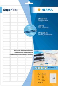 Étiquettes superprint, diamètre 85mm, avec bord, blanc, 25 feuilles a4 herma