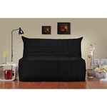 Banquette convertible 3 places 142 x 101 cm tissu noir