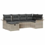 vidaXL Ensemble de canapé de jardin 6 Pièces Gris clair polyrotin
