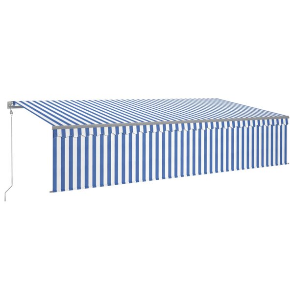 vidaXL Auvent automatique rétractable avec store 6x3 m Bleu et blanc