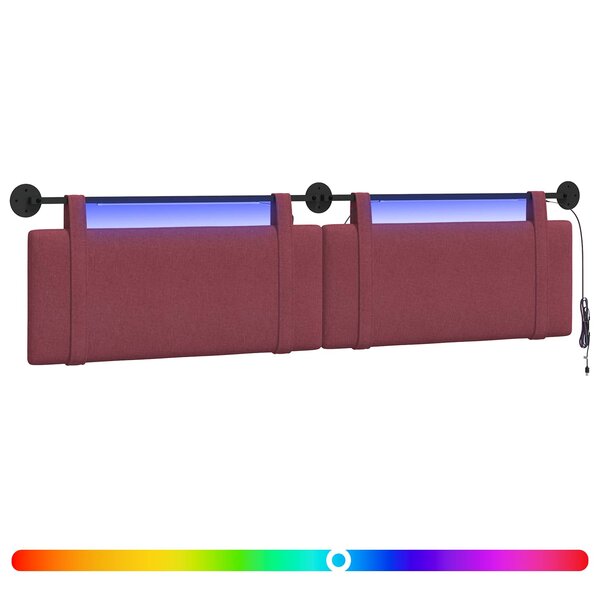 vidaXL Tête de lit suspendue Bordeaux Tissu