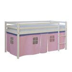 Lit mi-hauteur avec rideaux rose pale