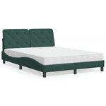 vidaXL Lit avec matelas vert foncé 140x190 cm velours