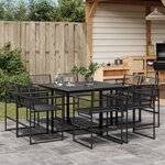 vidaXL Ensemble à manger de jardin 9 Pièces Noir Résine tressée