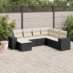 vidaXL Salon de jardin 7 Pièces avec coussins noir résine tressée