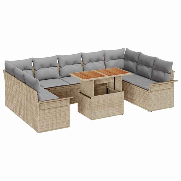 vidaXL Ensemble de canapé de jardin 10 Pièces beige et gris clair