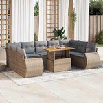 vidaXL Salon de jardin avec coussins 10 Pièces beige résine tressée