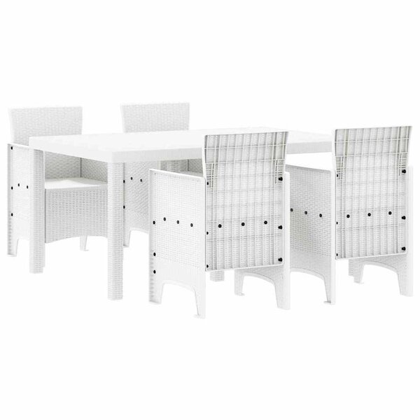 vidaXL Ensemble de salle à manger pour jardin 5 Pièces Blanc Rattan Polt