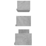 vidaXL Étagères murales 3 Pièces Gris béton Bois d'ingénierie