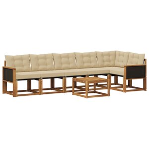 vidaXL Ensemble de canapés d'extérieur 7 pc Naturel et Beige