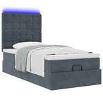 vidaXL Cadre de lit ottoman avec matelas gris foncé 80x200 cm velours