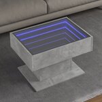 vidaXL Table basse avec LED gris béton 70x50x45 cm bois d'ingénierie