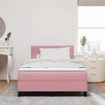 Lit à ressort avec matelas et LED rose 120x190 cm en velours