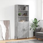 vidaXL Buffet haut Gris béton 69 5x34x180 cm Bois d'ingénierie