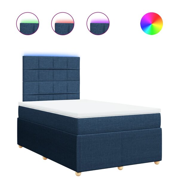 vidaXL Sommier à lattes de lit avec matelas Bleu 120x200 cm Tissu