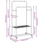 vidaXL Porte-vêtements avec étagère avec roue avec stockage Noir