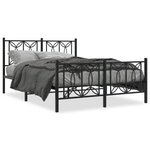 vidaXL Cadre de lit métal sans matelas avec pied de lit noir 135x190cm